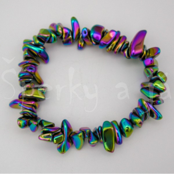 Náramek mušle růžové sekané zlomky Náramky