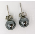 Náušnice hematit kulaté 8 mm Náušnice