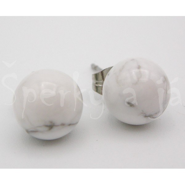 Náušnice magnezit kulaté 8 mm | SPERKYAJA.CZ