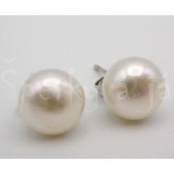 Náušnice perla bílá kulaté 8 mm