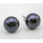 Náušnice perla černá kulaté 8 mm Náušnice