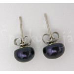 Náušnice perla černá kulaté 8 mm Náušnice