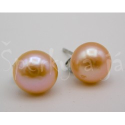 Náušnice perla meruňková kulaté 8 mm