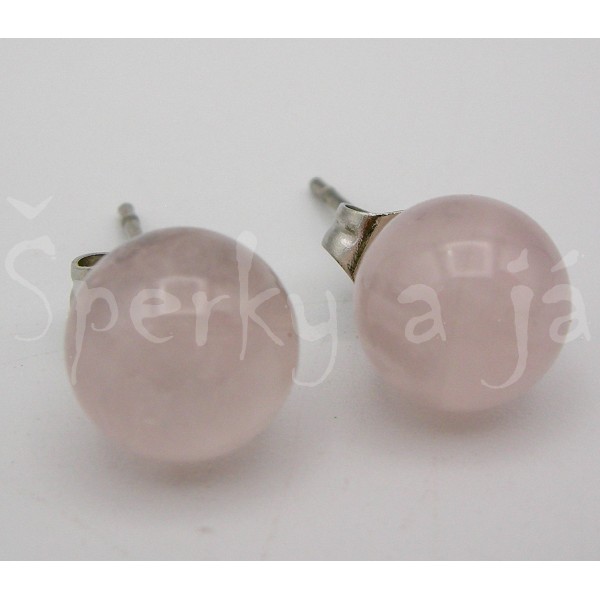 Náušnice růženín kulaté 8 mm Náušnice