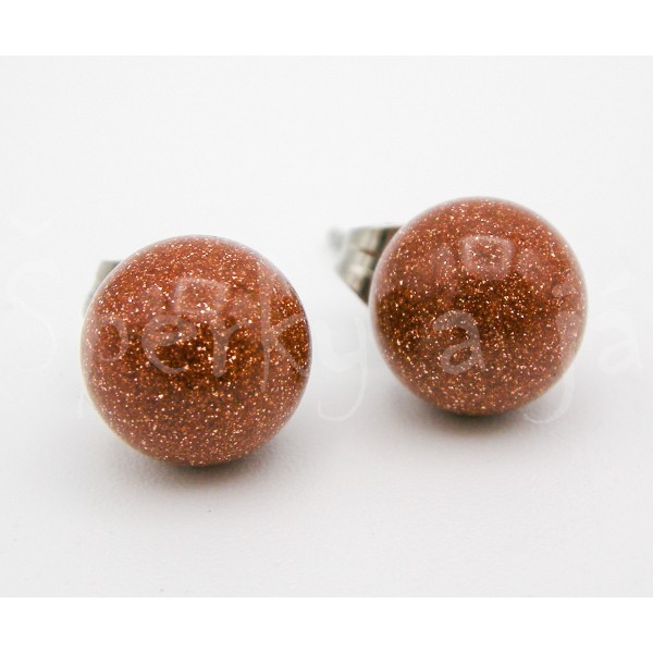 Náušnice sluneční kámen kulaté 8 mm | SPERKYAJA.CZ