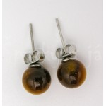 Náušnice tygří oko kulaté 8 mm Náušnice