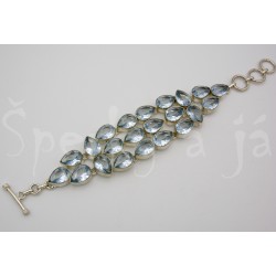 Postříbřený mohutný náramek topaz kapka Náramky
