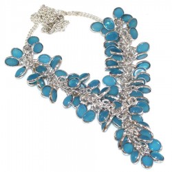 Postříbřený náhrdelník chalcedon oválky Náhrdelníky, řetízky