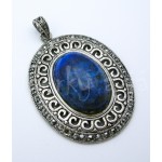 Postříbřený přívěsek lapis lazuli a markazity ovál velký Přívěsky Postříbřený přívěsek lapis lazuli a markazity ovál velký Přívěsky