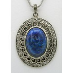 Postříbřený přívěsek lapis lazuli a markazity ovál velký Přívěsky Postříbřený přívěsek lapis lazuli a markazity ovál velký Přívěsky