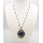 Postříbřený přívěsek lapis lazuli a markazity ovál velký Přívěsky Postříbřený přívěsek lapis lazuli a markazity ovál velký Přívěsky