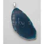 Přívěšek achátový plátek modrý  na lanku Náhrdelníky, řetízky