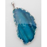 Přívěšek achátový plátek modrý  na lanku Náhrdelníky, řetízky