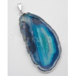 Přívěšek achátový plátek modrý  na lanku Náhrdelníky, řetízky