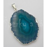 Přívěšek achátový plátek modrý  na lanku Náhrdelníky, řetízky