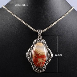 Přívěšek jaspis  ovál na řetízku Náhrdelníky, řetízky