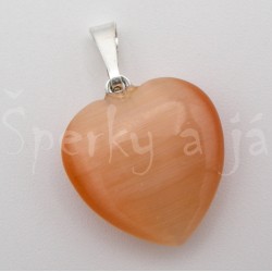 Přívěšek ulexit srdíčko oranžový  na lanku