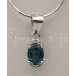 Stříbrná souprava náušnice přívěšek London topaz a zirkony ovál Soupravy šperků