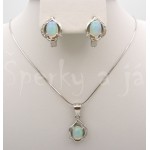 Stříbrná souprava náušnice přívěšek opál kapka Soupravy šperků