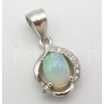 Stříbrná souprava náušnice přívěšek opál kapka Soupravy šperků