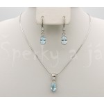 Stříbrná souprava náušnice přívěsek topaz a zirkony ovál Soupravy šperků Stříbrná souprava náušnice přívěsek topaz a zirkony ovál Soupravy šperků