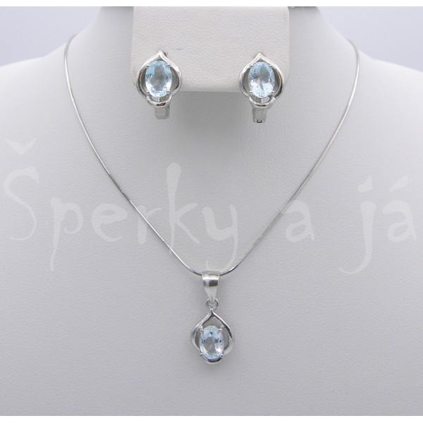 Stříbrná souprava náušnice přívěsek topaz kapka Soupravy šperků Stříbrná souprava náušnice přívěsek topaz kapka Soupravy šperků
