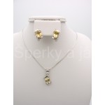 Stříbrná souprava přívěšek náušnice citrín vlnka | SPERKYAJA.CZ