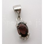 Stříbrná souprava přívěšek náušnice granát a zirkony ovál | SPERKYAJA.CZ