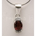 Stříbrná souprava přívěšek náušnice granát a zirkony ovál | SPERKYAJA.CZ