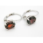 Stříbrná souprava přívěšek náušnice granát ovál | SPERKYAJA.CZ