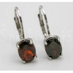 Stříbrná souprava přívěšek náušnice granát ovál | SPERKYAJA.CZ