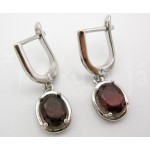 Stříbrná souprava přívěšek náušnice granát ovál | SPERKYAJA.CZ