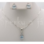 Stříbrná souprava přívěšek náušnice topaz čtverec | SPERKYAJA.CZ