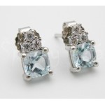 Stříbrná souprava přívěšek náušnice topaz čtverec | SPERKYAJA.CZ