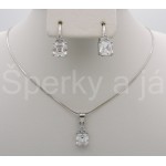 Stříbrná souprava přívěšek náušnice zirkon čtverec | SPERKYAJA.CZ