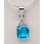 Stříbrná souprava přívěšek náušnice zirkon modrý čtverec | SPERKYAJA.CZ