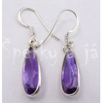 Stříbrné náušnice ametyst dlouhá kapka Náušnice