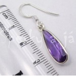 Stříbrné náušnice ametyst dlouhá kapka Náušnice