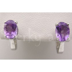 Stříbrné náušnice ametyst ovál 