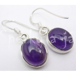 Stříbrné náušnice ametyst ovál střední Náušnice