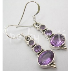 Stříbrné náušnice ametyst  sněhulák Náušnice
