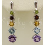Stříbrné náušnice  ametyst topaz citrín granát olivín vodopád Náušnice