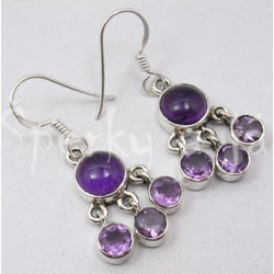 Stříbrné náušnice ametyst vějíř