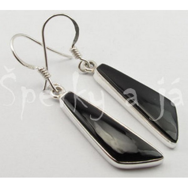  Stříbrné náušnice černý onyx kosodélník Náušnice
