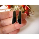  Stříbrné náušnice černý onyx kosodélník Náušnice