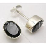  Stříbrné náušnice černý onyx ovál Náušnice