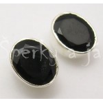  Stříbrné náušnice černý onyx ovál Náušnice