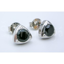 Stříbrné náušnice černý zirkon triangl Náušnice