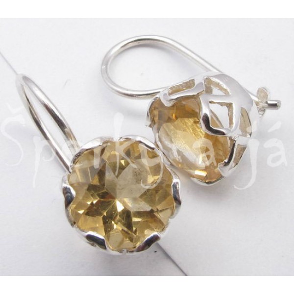 Stříbrné náušnice citrín kulaté | SPERKYAJA.CZ