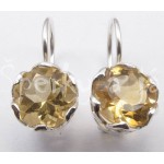 Stříbrné náušnice citrín kulaté | SPERKYAJA.CZ
